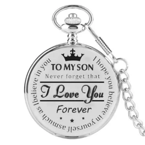Engraved Quartz Pocket Watch L14a