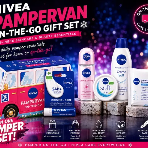 NIVEA Pampervan On-The-Go Gift Set | 5 Piece Skincare & Beauty Essentials Bundle