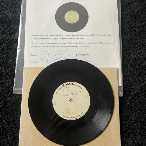 Cilla Black Acetate of The Record Alfie With COA From Henry Epstein