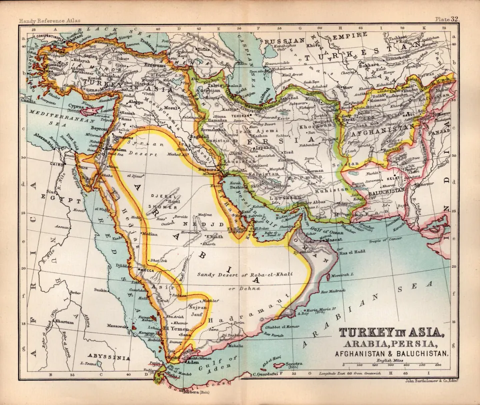 Turkey Arabia Persia Afghanistan Double Sided 1896 Map.