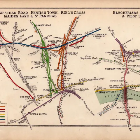 Camden Kings Cross Blackfriars London Antique Railway Diagram-84.