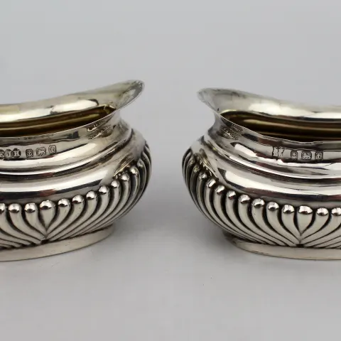 Pair of Solid Silver Salts Birmingham 1918 & Spoon