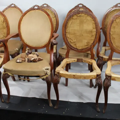 Set of 8 Vintage Epstein Mahogany Dining Chairs For Restoration