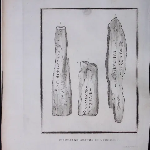 Cornwall Inscribed Stones 211 Years-Old Rare Antique Copper Plate Etching By S Lyons