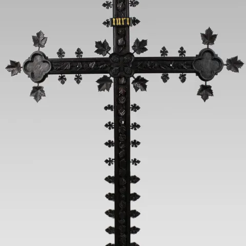 Large Antique 19th Century Carved Black Forest Cross