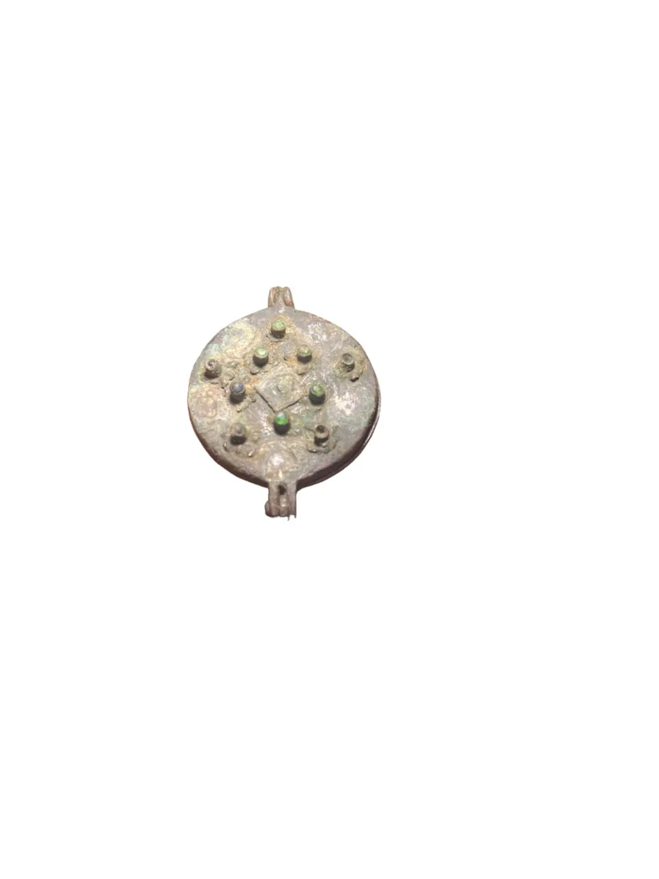 Antiquities: Rare Medieval Mirror Case, With Glass Inserts, 14th Century AD (£6 UK £15 Int Post)