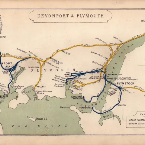 Devonport & Plymouth Coloured Antique Railway Diagram-61.