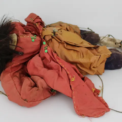 Old Painted Carved Wood Oriental Puppet Marionette