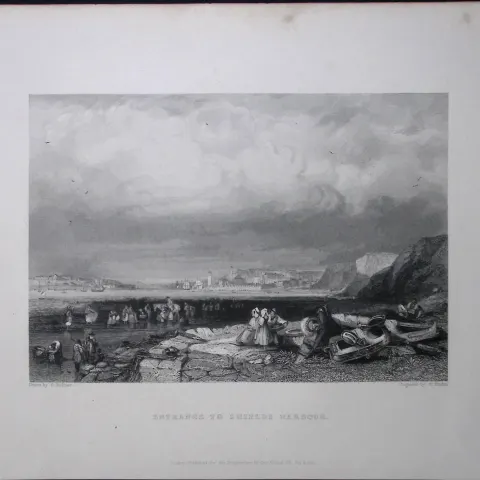 Shields Harbour Entrance WH Bartlett 183 Years-Old Antique Steel Engraving-48