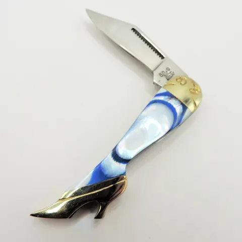 Steel Warrior Blue Swirl Mother of Pearl Pocket Knife