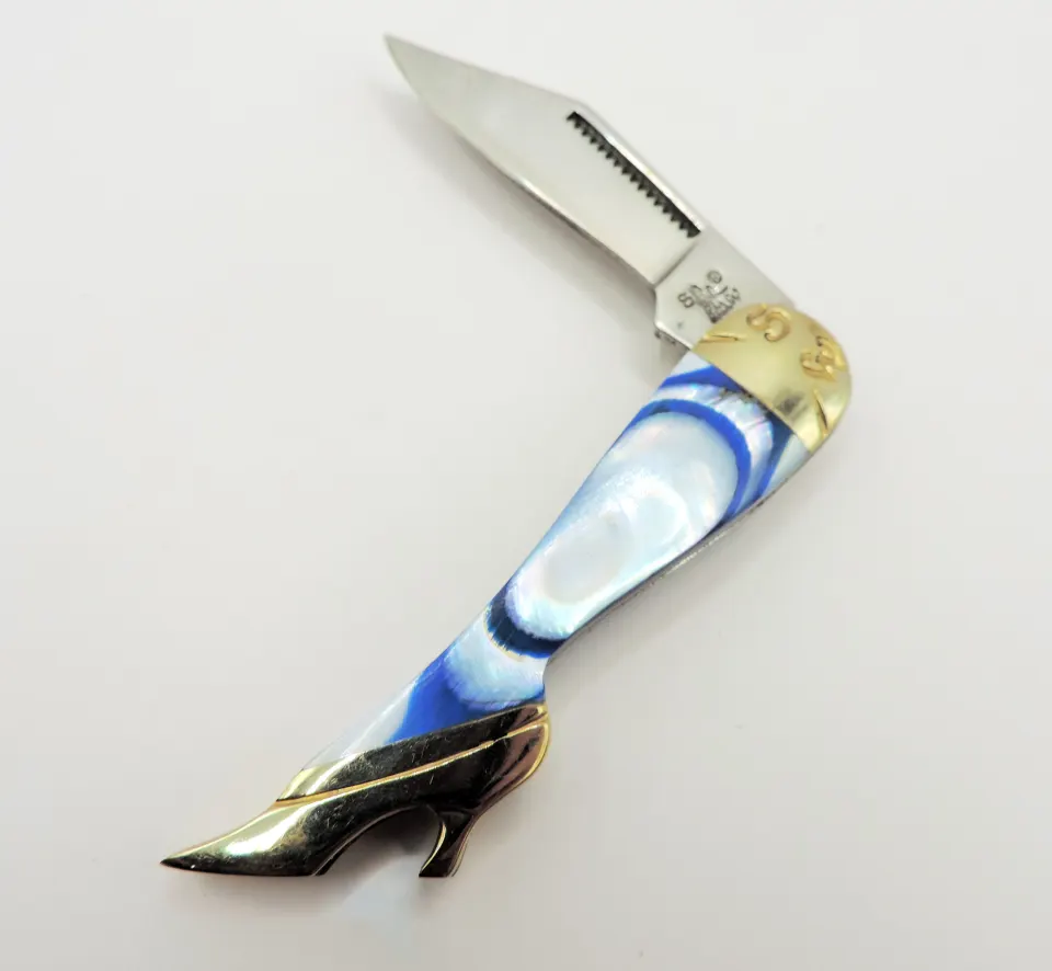 Steel Warrior Blue Swirl Mother of Pearl Pocket Knife
