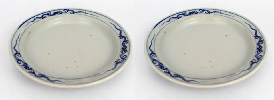 Pair of  Late 19th c. Japanese Blue & White Cache Pot Stands