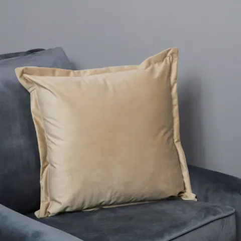 Beige Velvet Cushion - Feather Filled RRP - £40
