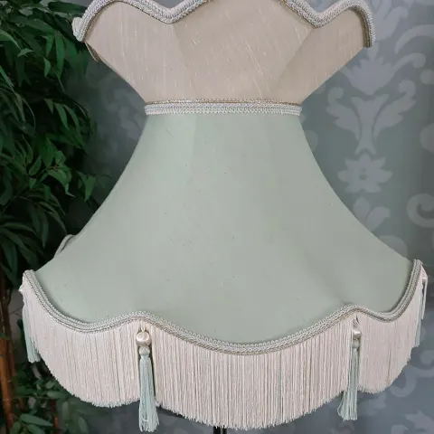 Large Cornet Lined Silk Lampshade with Tasselled Fringe