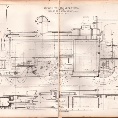 Express Passenger Locomotive Manchester Antique Scarce Diagram-36.