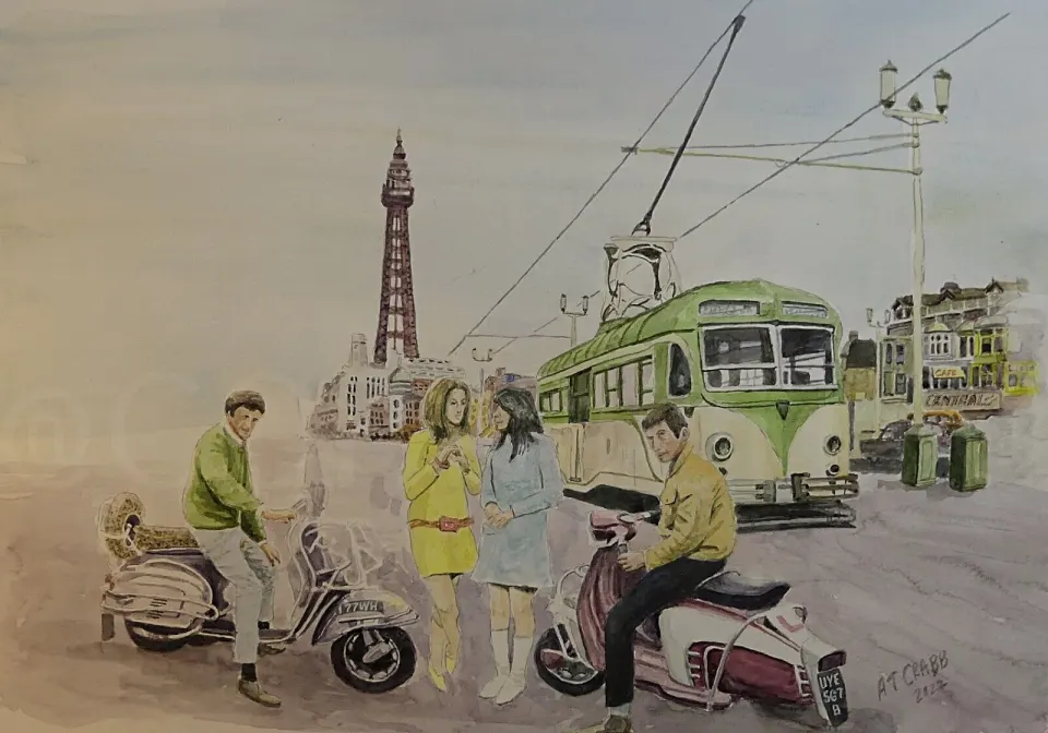 Mods On The Blackpool Prom Vespa & Lambretta's Nostalgic 1960's Metal Wall Art