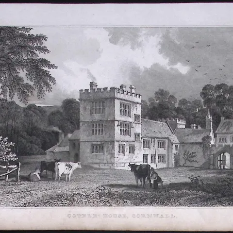 Cornwall Calstock Cotele House Antique 193 Years-Old Steel-Engraving-28