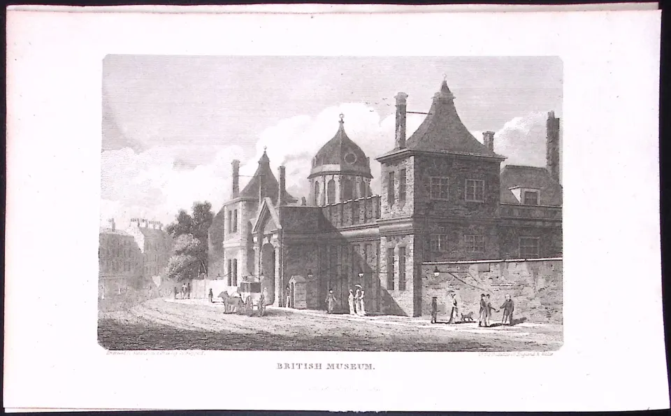 British Museum City of London Antique 200 Years-Old Steel-Engraving-275