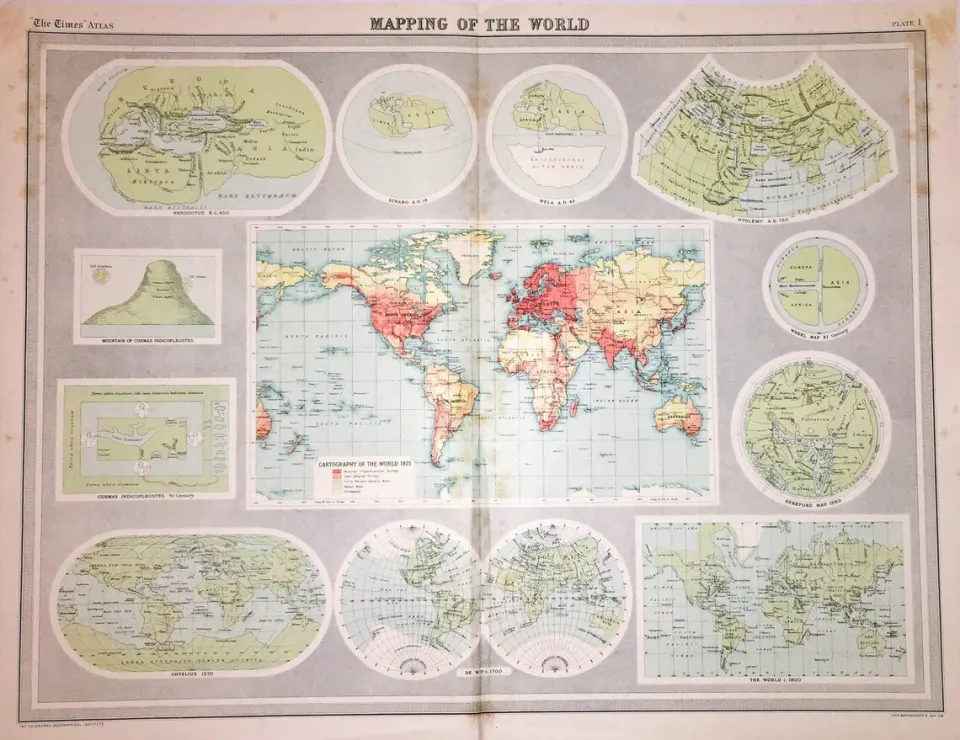 Antique John Bartholomew The Mapping of the World Large Large Map.