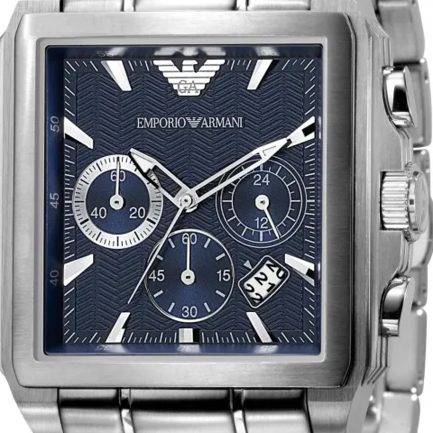 Emporio Armani AR0660 Men's Square Dial Silver Stainless Steel Bracelet Chronograph Watch