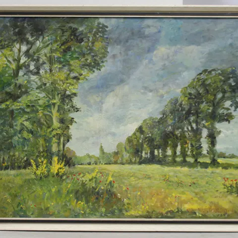 "Essex Elms" by W.F.Burton 1959 Oil on Board