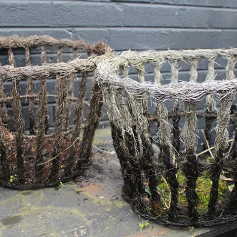Pair of Vintage Wired Planter Baskets