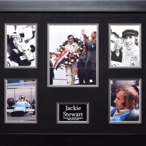 JACKIE STEWART framed original signature presentation.