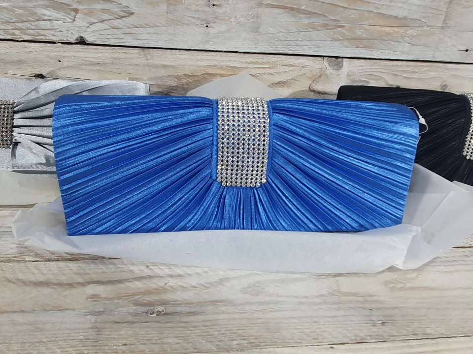 3 x Ladies Clutch Bags. Blue, Black & Silver. Rrp £42