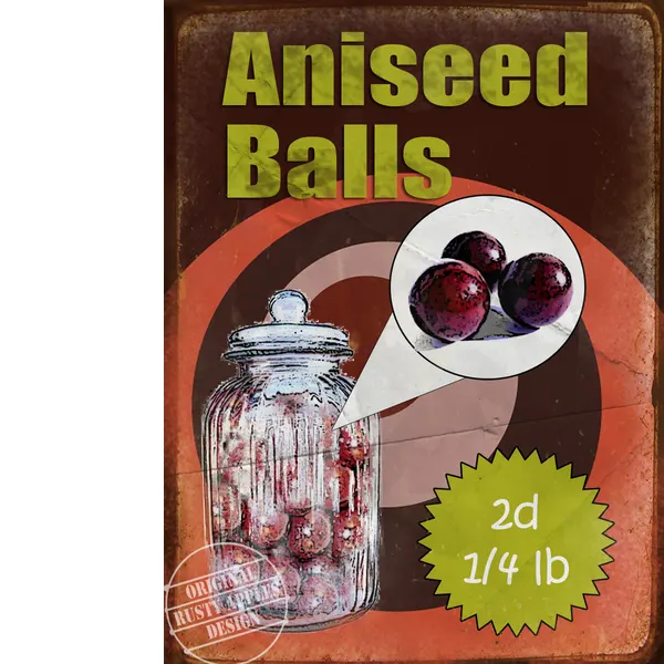 Traditional Sweet Shop Favourites  "Aniseed Balls" Metal Wall Art