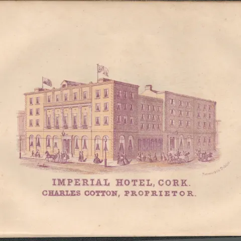 Chromolithographed Antique 1871 Plate Imperial Hotel Cork.