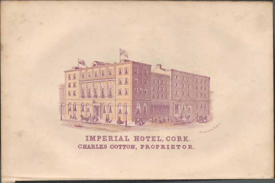 Chromolithographed Antique 1871 Plate Imperial Hotel Cork.