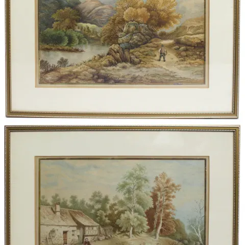 Pair of 19th c. Watercolours by Th.Thibault 1891