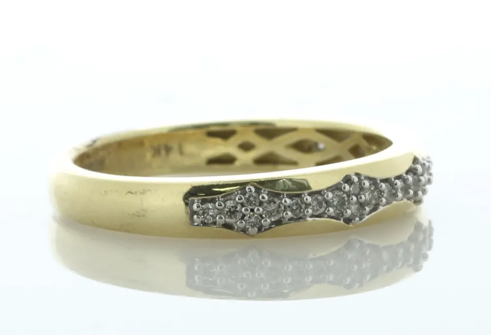 14ct Yellow Gold Illusion Set Semi Eternity Diamond Ring 0.17 Carats