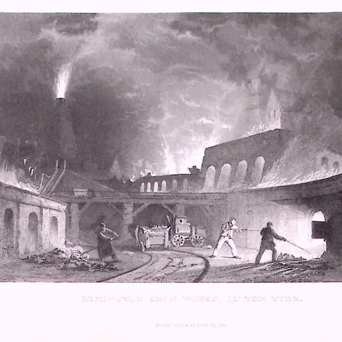 Lymington Iron Works On the Tyne Antique Steel Engraving-36-TR