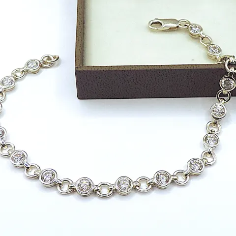 925 Sterling Silver Diamonique Gemstone Bracelet New With Gift Pouch