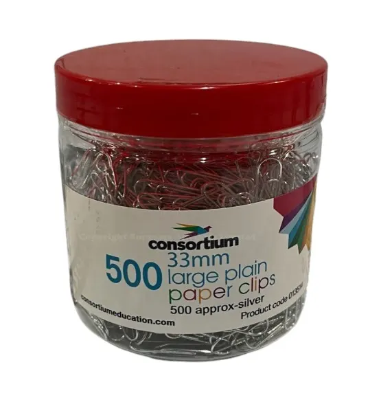12 x Jars Of 500 Large Plain Paper Clips 33mm RRP £9.99 ea L26c