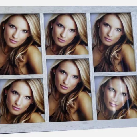 Quebec 6Q Silver Wood Multi Aperture Photo Frame – 6 Opening Collage Frame (16 x 13”) RRP £29.99