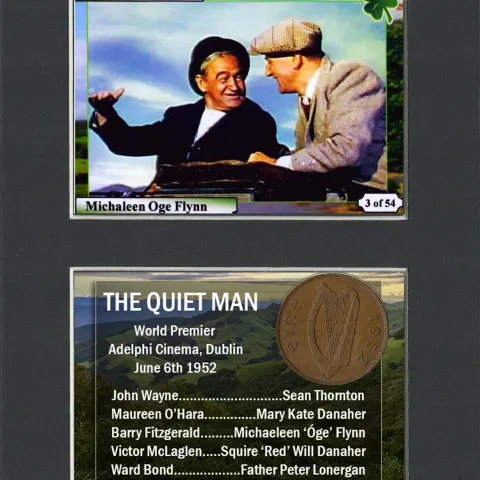 The Quiet Man Film John Wayne Mounted Original Irish Coin Metal Art Display