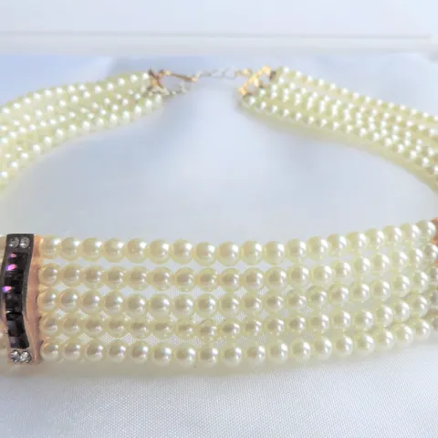 5 Strand Pearl Choker Necklace with Gift Box
