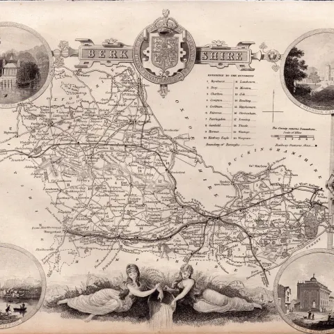 Berkshire Steel Engraved Victorian Thomas Moule Antique Map.