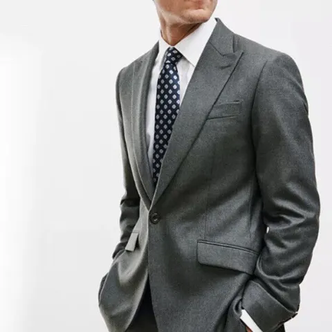 John Lewis Wool Flannel Regular Fit Suit Jacket, Charcoal Size 40R | RRP £170