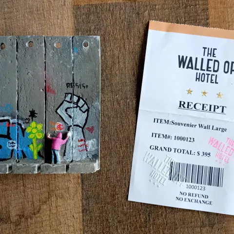 Banksy "Free Pallestina Resist" Wall Section Sculpture w/COA (#0526)