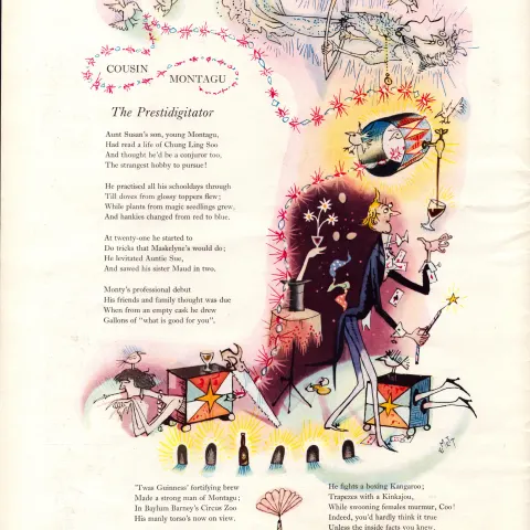 Original 64-Year-Old 1959 Guinness Print Cousin Montagu– GE 3241   #-8.