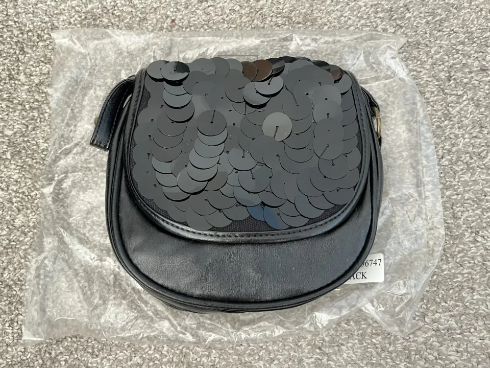 18 x Small Black Hand or Shoulder Sequin Crossover Bags Ideal Market Stall Car Boots Gift Shops