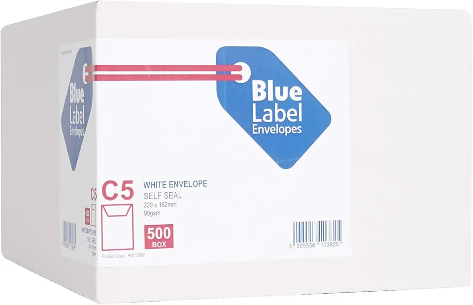 500 x Blue Label C5 229 x 162 mm 90 gsm Pocket Self Seal Envelope RRP £18.99 L26a