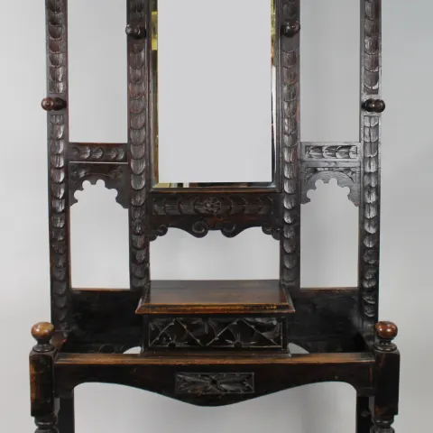 Carved Oak Green Man Victorian Hall Stand