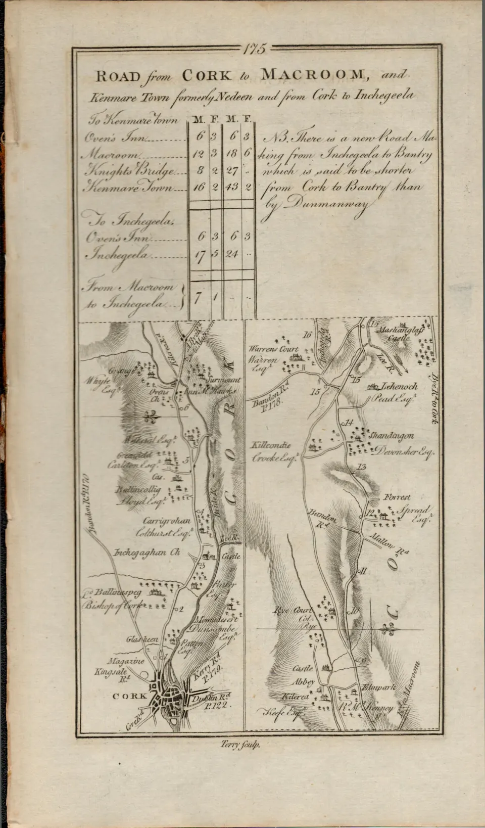 Taylor & Skinner 1777 Ireland Map Cork Warrenscourt Macroom Ballyvourney.