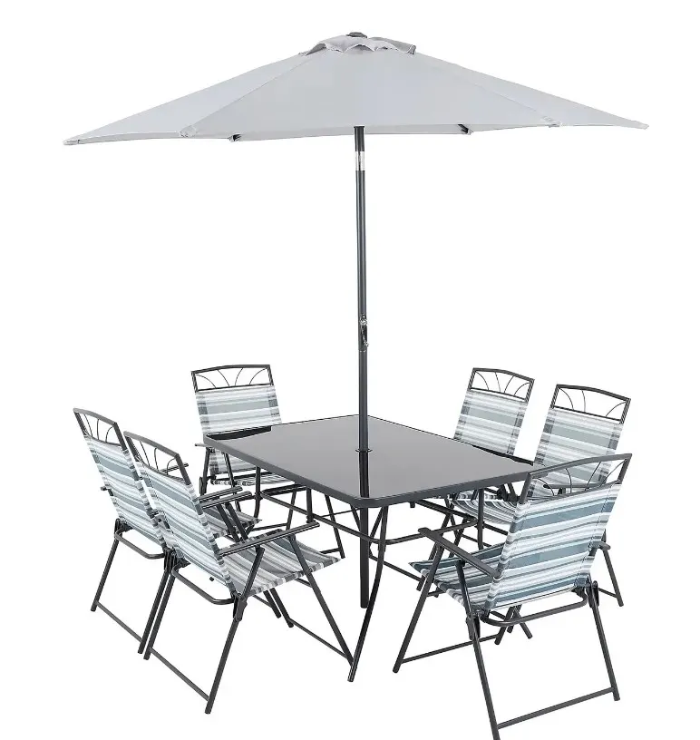 (196/Mez/P) RRP £150. Wexfordly 6 Seater Metal Garden Furniture Dining Set. Table: (L140x W90x H73c