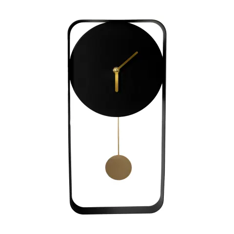 Matte Black Metal Wall Clock with Gold Details RRP - £60