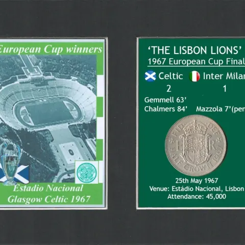 The Stadium Celtic FC European Cup Mount & Original Coin Metal Art Display Set